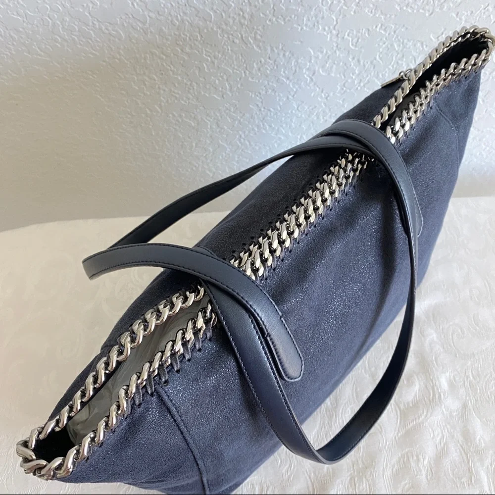Stella McCartney navy Falabella Shaggy Deer Tote Bag